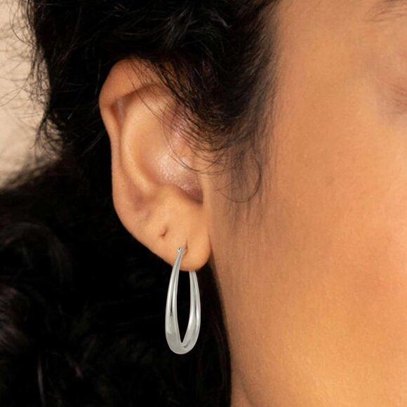 Sterling Silver Chunky Hoop Earrings for Women Hypoallergenic Thick Huggie Earri - Picture 6 of 8